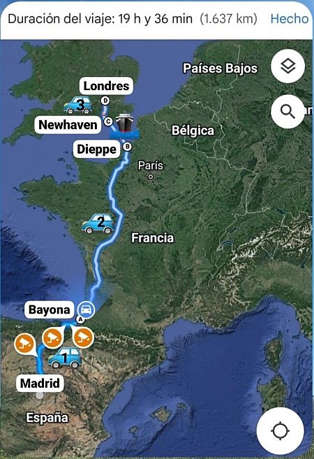 Recorrido general del viaje que realizaron Sara y Teresa para ver a la selección en Londres