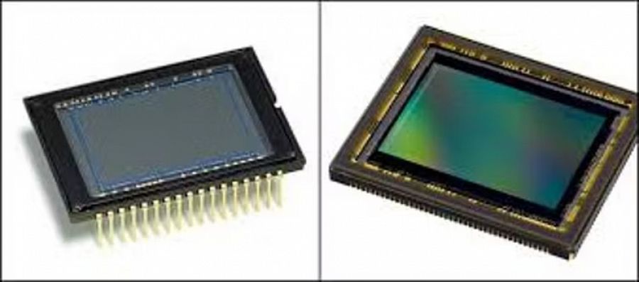 Sensores fotográficos para imagen digital CCD (izquierda) y CMOS (derecha)