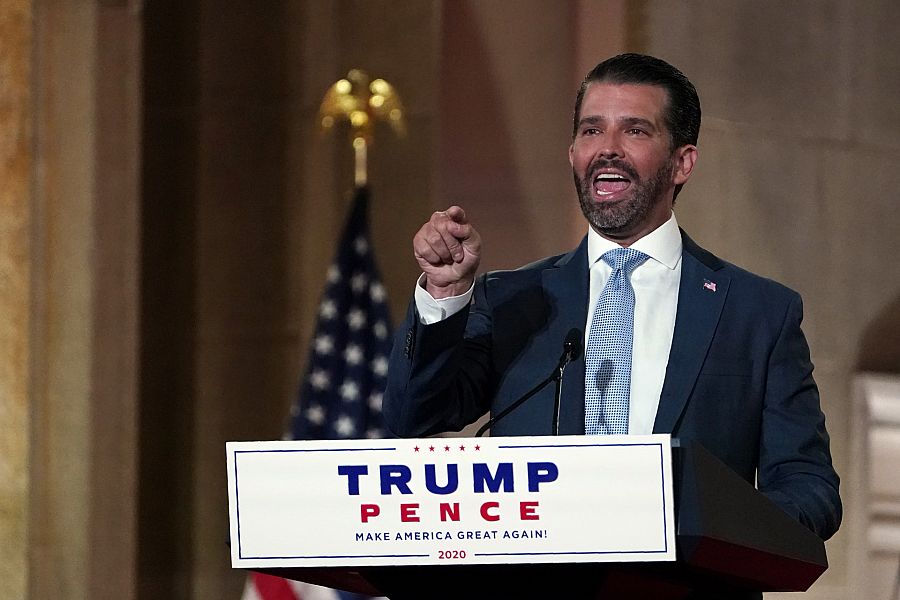 Donald Trump Jr. durante un discurso en la convención nacional republicana de 2020