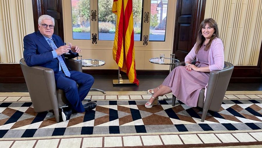 Lluís Falgàs i Laura Borràs minuts abans de començar l'entrevista