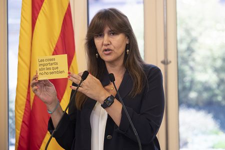 Comparecencia de la presidenta del Parlament Laura Borras tras ser suspendida