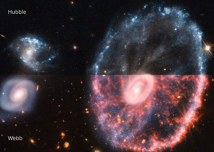 Imagen del Hubble y el James Webb