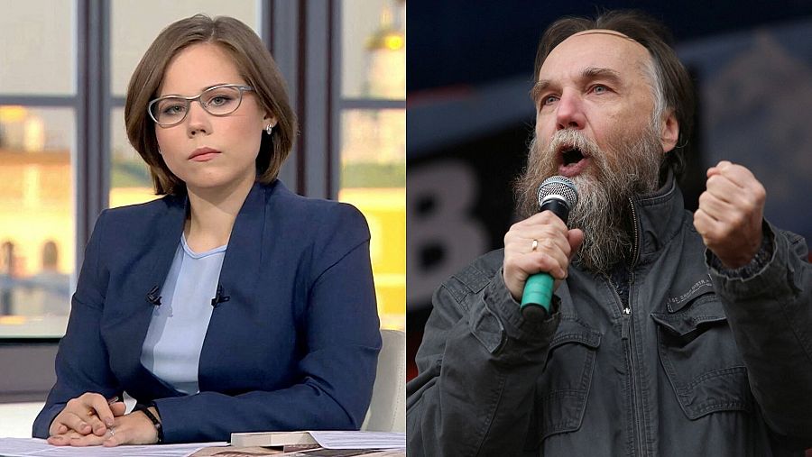 Daria Dugina y su padre, Alexander Dugin, en imágenes de archivo.