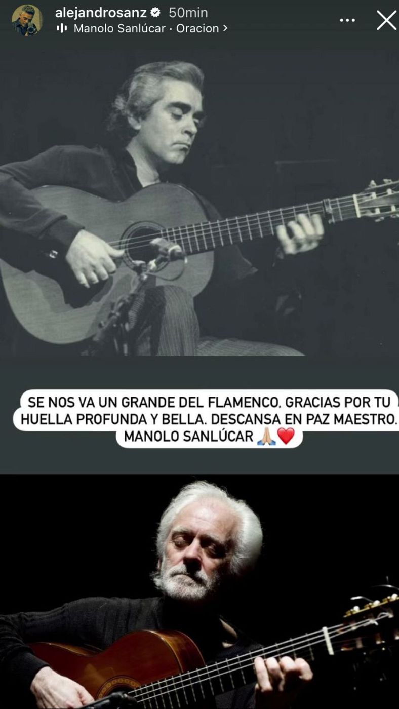 Manolo Sanlúcar tocando la guitarra en dos imágenes
