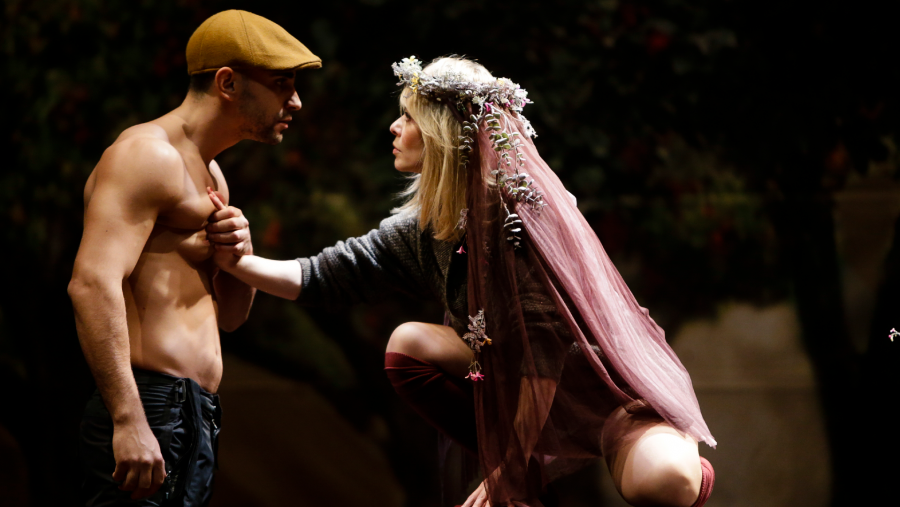 César Mateo y María Adánez durante una función de 'Lulú' en 2018