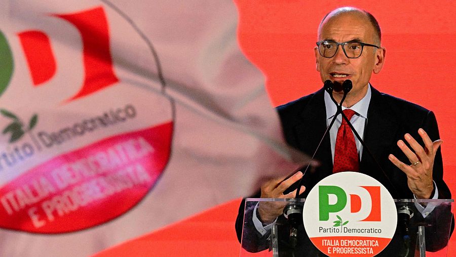 Enrico Letta, líder del Partido Democrático, durante un mitin en Roma. Foto:Vincenzo PINTO / AFP