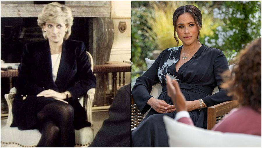 Diana de Gales y Meghan Markle en una entrevista