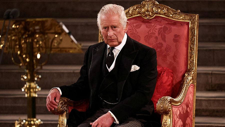 El rey Carlos III en el Parlamento británico, en el palacio de Westminster