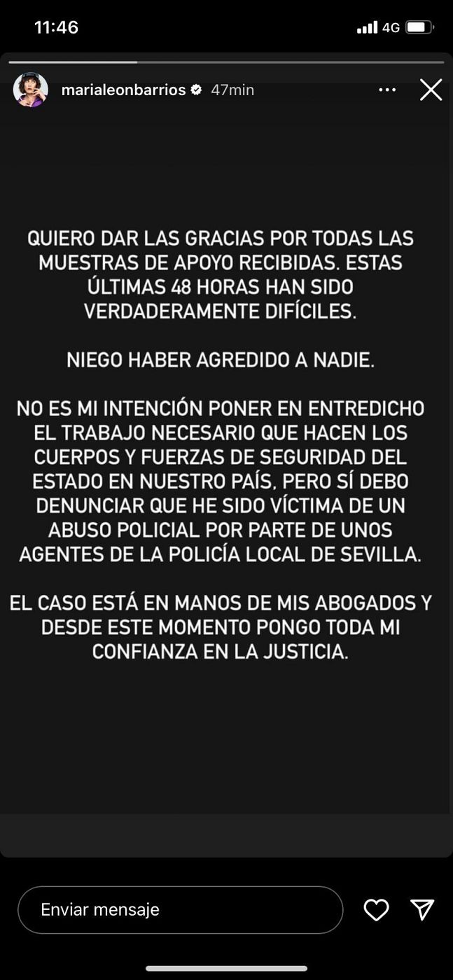 'Stories' del perfil de Insatgram de María León