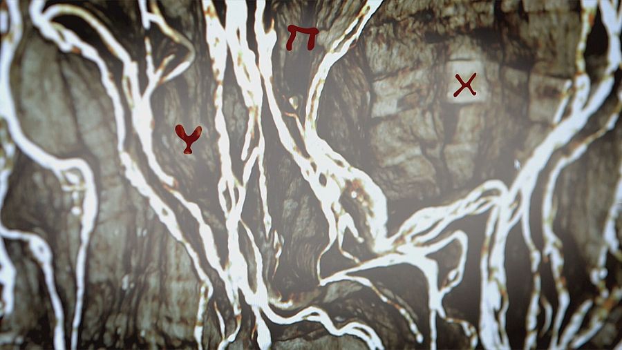 Los súper rayos X del sincrotrón son capaces de descifrar letras de un papiro carbonizado de Epicuro