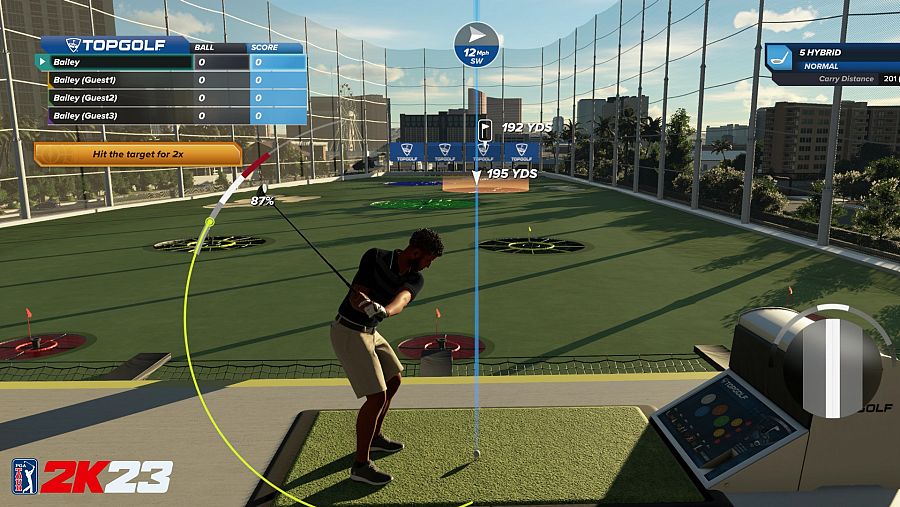 Captura del mininjuego Topgolf dentro del videojuego PGA Tour 2K23