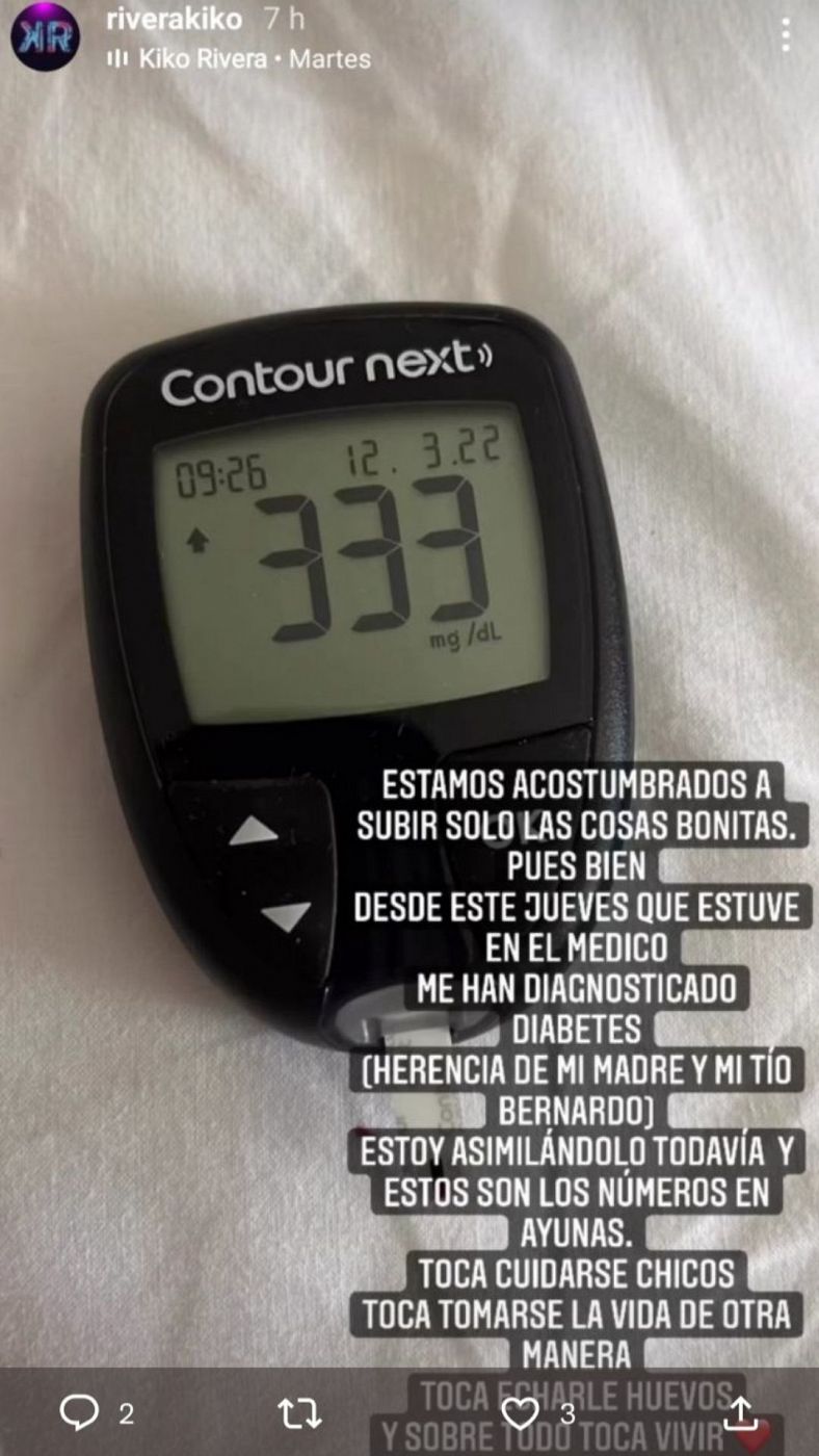 Kiko Rivera, diagnosticado con diabetes, comparte los números con sus seguidores