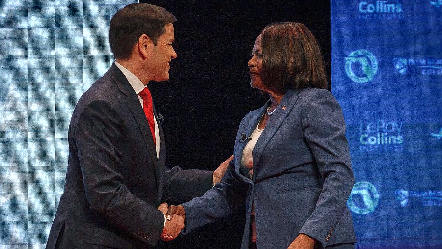 El senador por Florida, Marco Rubio (republicano) y su rival demócrata, Val Demings. Foto: Thomas Cordy/The Palm Beach Post via AP