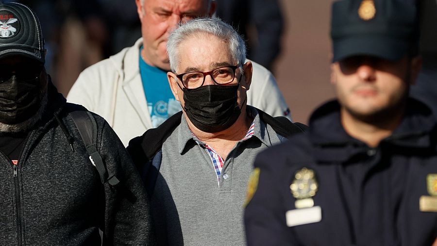 El acusado Francisco José Garzón Amo, maquinista del Alvia descarrilado en 2013, tras declarar en el segundo día del juicio