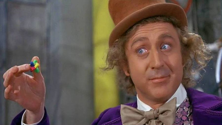 Gene Wilder interpretando a Willy Wonka en la película de 
