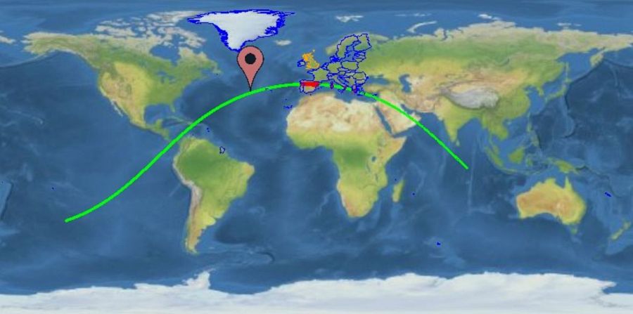 Mapa de la trayectoria prevista del cohete chino
