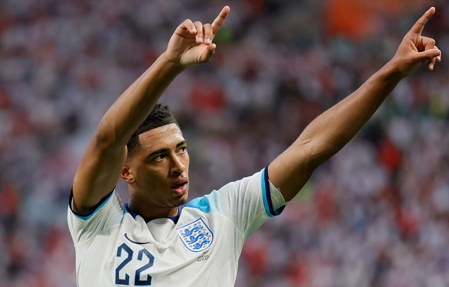 Mundial 2022: Jude Bellingham, jugador de Inglaterra, celebra su gol en el Inglaterra 6-2 Irán.