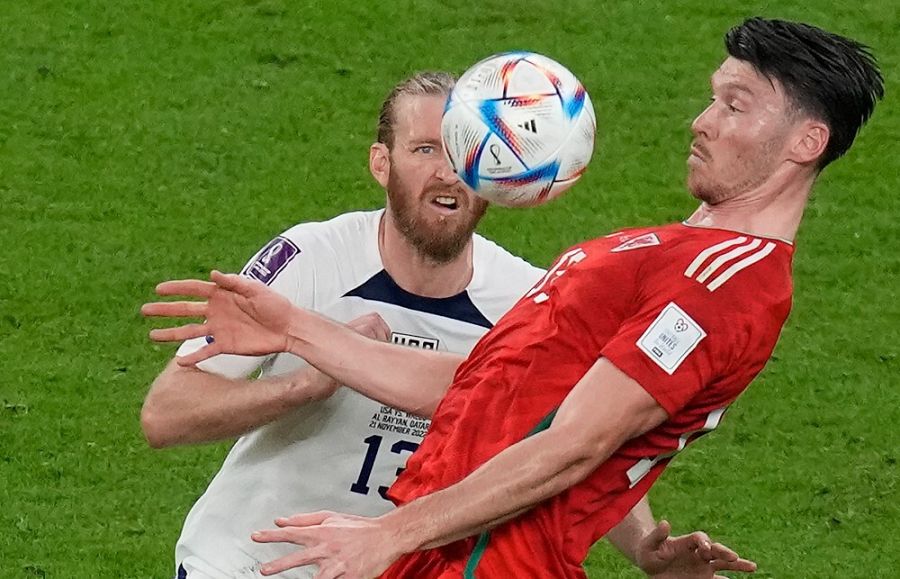 Mundial 2022: Kieffer Moore, jugador de Gales, en el partido ante Estados Unidos (1-1).