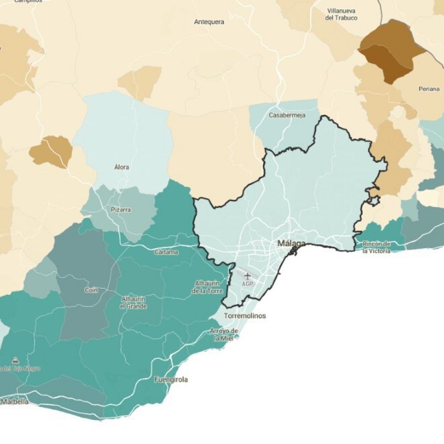 Detalle de la variación del censo en Málaga.