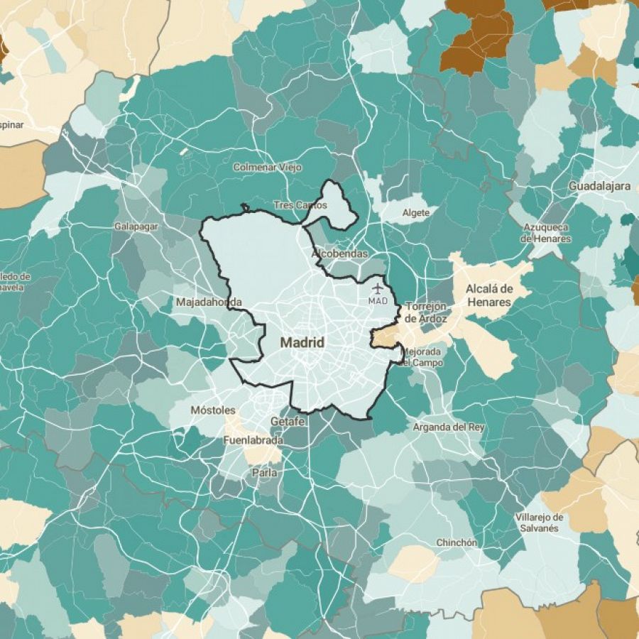 Detalle de la variación del censo en Madrid