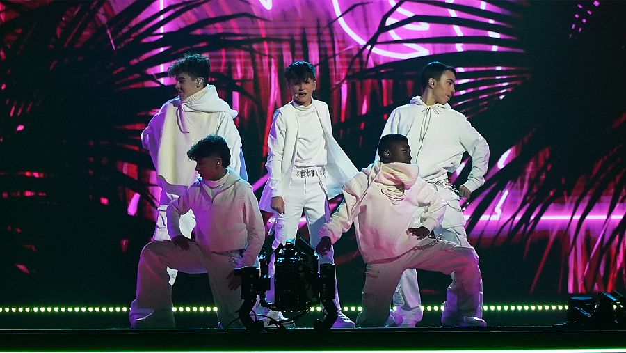 Carlos, Juan Diego, Mauro, Felipe y Adrián durante un ensayo en Ereván