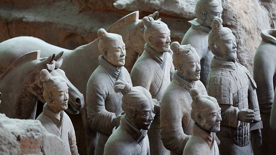 Algunas de las figuras de los Guerreros de Terracota