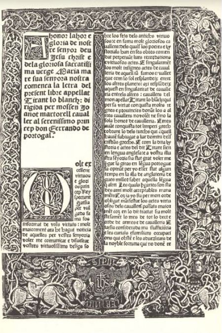 Una de las páginas de la novela 'Tirant lo Blanch'