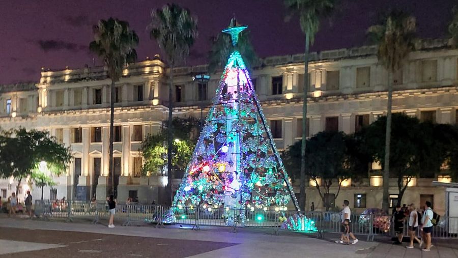 Imagen de un árbol de Navidad en Córdoba, Argentina