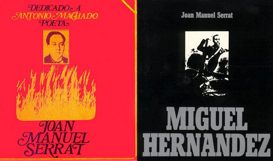 Portades dels discos de Serrat dedicats als seus estimats poetes: Antonio Machado i Miguel Hernández