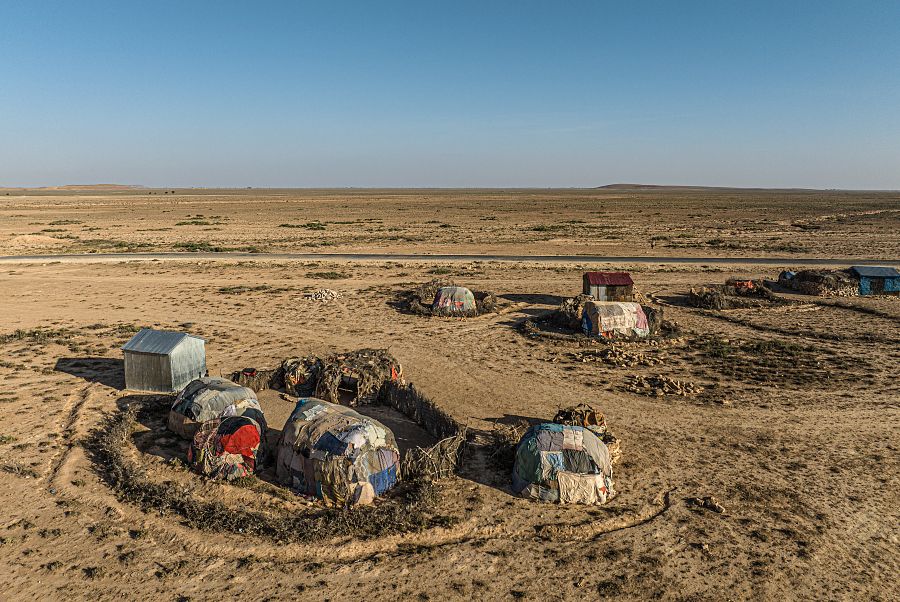 Vista de un campamento de personas desplazadas por la sequía en la región de Sanag, en el norte de Somalia.