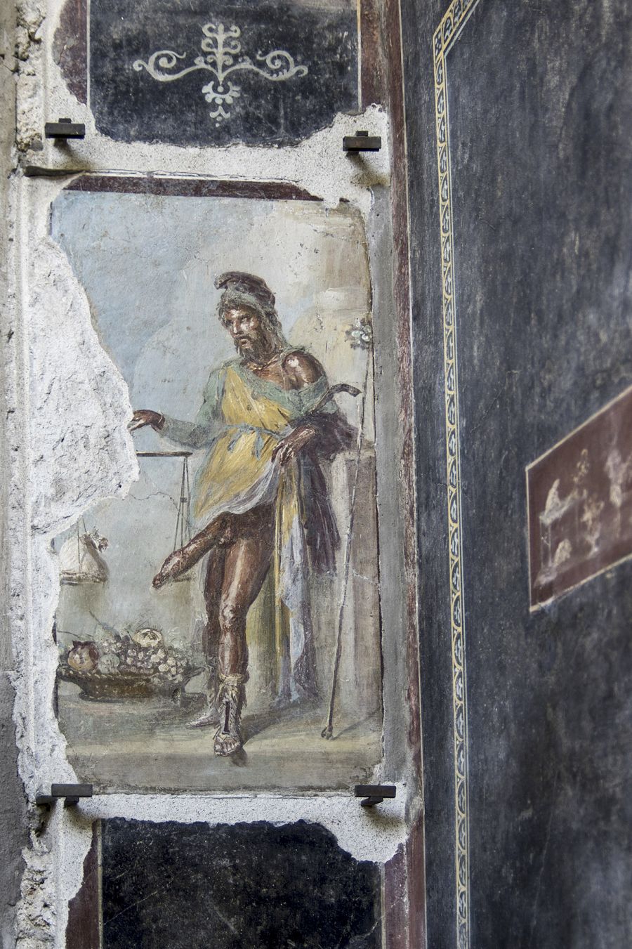 Fresco del dios Príapo en la Casa de los Vettii de Pompeya.