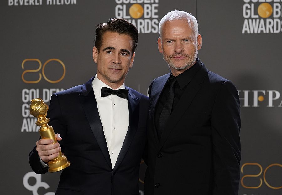 Colin Farrell, mejor actor de comedia o musical, y Martin McDonagh, mejor guion por 'Almas en pena de Inisherin'.