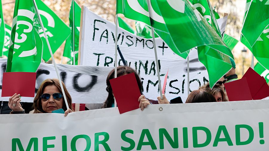 Protesta del sindicato CSIF en la Conselleria de Sanitat