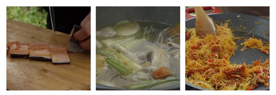 Receta de fideuá de trucha y borrajas de Aizpea Oihaneder