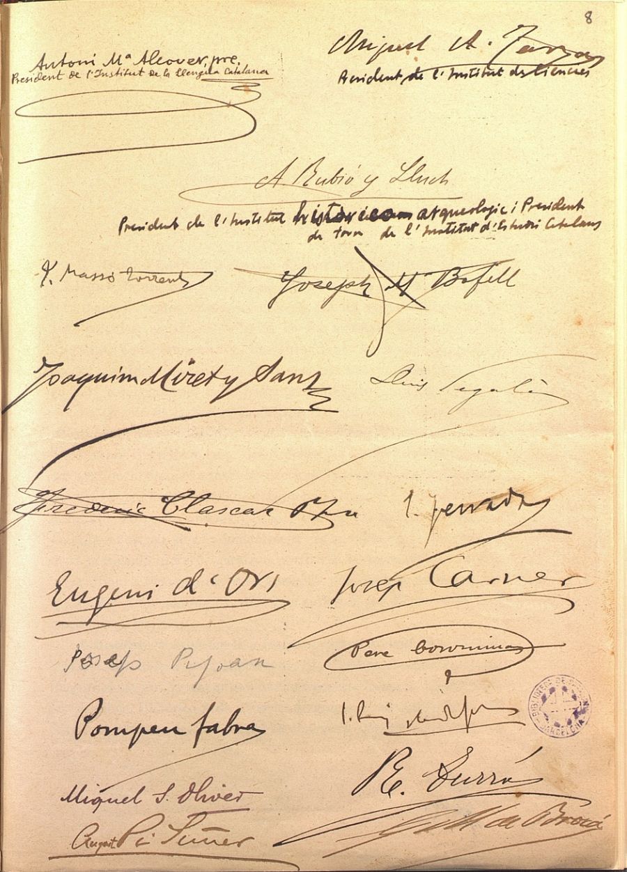 Signatures dels membres de l'IEC que van aprovar les Normes, el 24 de gener de 1913
