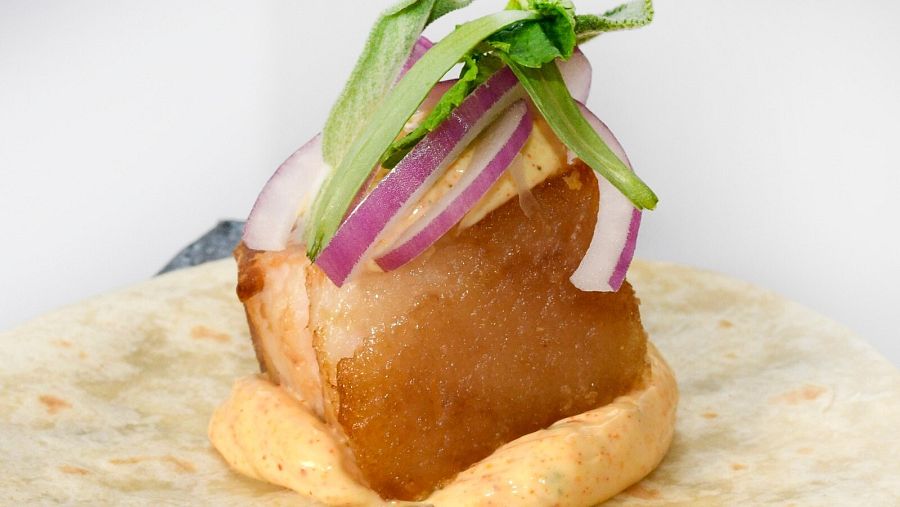 Taco de panceta 65ª con salsa Thai (Brasería Aurrera)