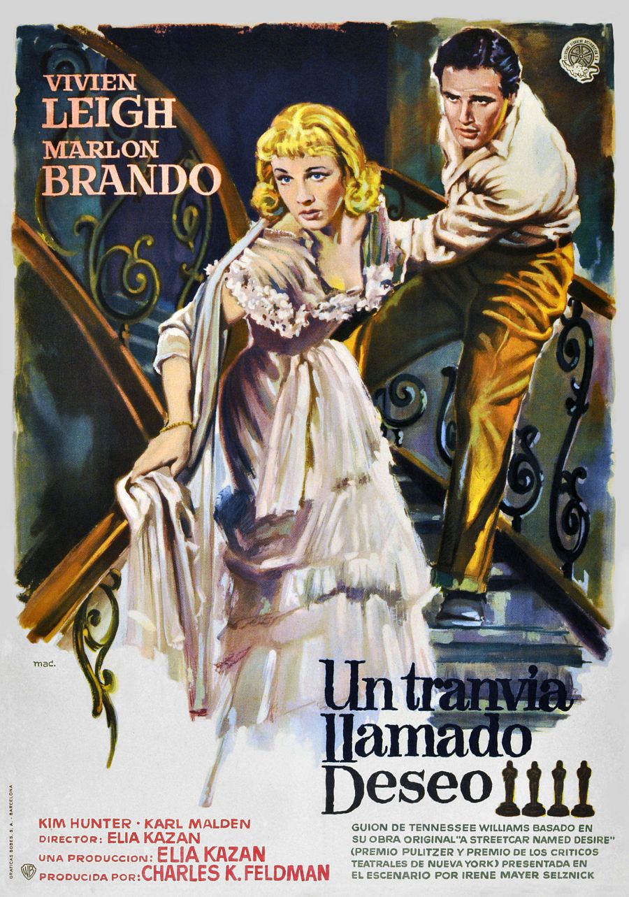 marlon brando y vivienne leigh en un tranvia llamado deseo