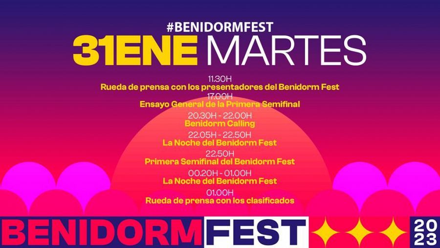 Agenda del Benidorm Fest 2023 - Martes 31 de enero