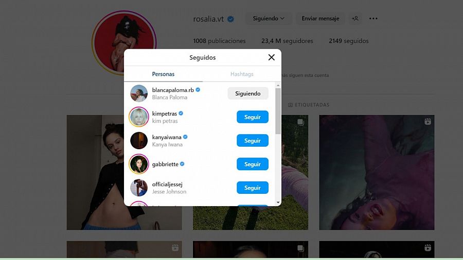 Rosalía sigue a Blanca Paloma, ganadora del Benidorm Fest 2023 y representante de España en Eurovisión, en Instagram