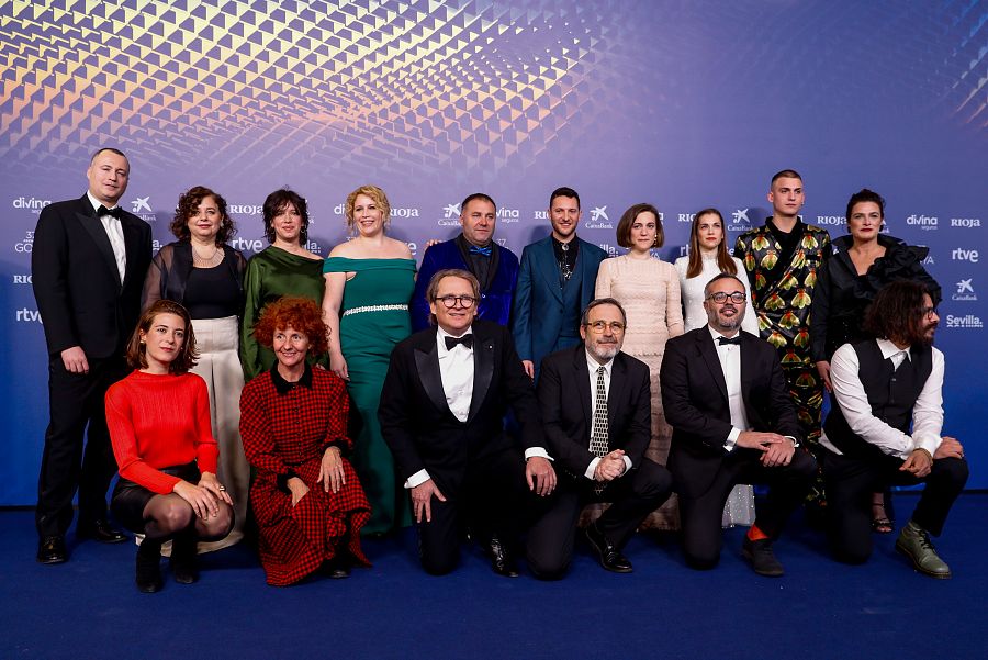 El equipo de nominados de 'Alcarrás', en la gala de los Goya.