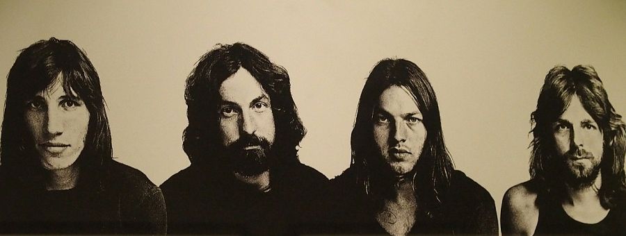 Los miembros de Pink Floyd, en una imagen en la exposición sobre la banda.