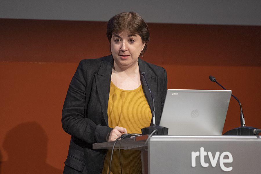 Concepción Cascajosa, presidenta del Observatorio de Igualdad, en la jornada '8M. Visibilizando las brechas' de RTVE