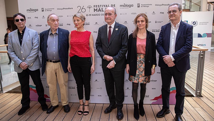 La vicepresidenta segunda, Yolanda Díaz, se ha reunido en Málaga con representantes del sector audiovisual y de la cultura.