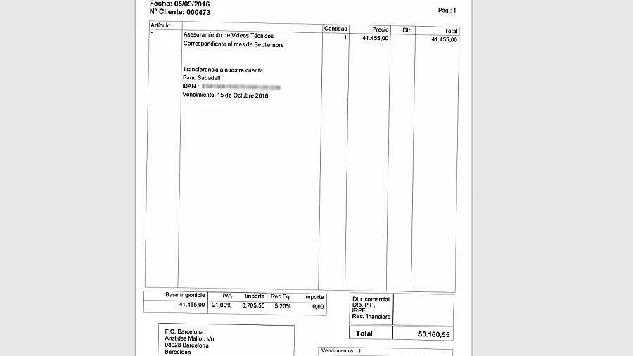 Factura mensual de septiembre de 2016.