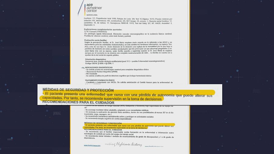 El sumari inclou documentació que verifica els problemes d'alzheimer de Negreira