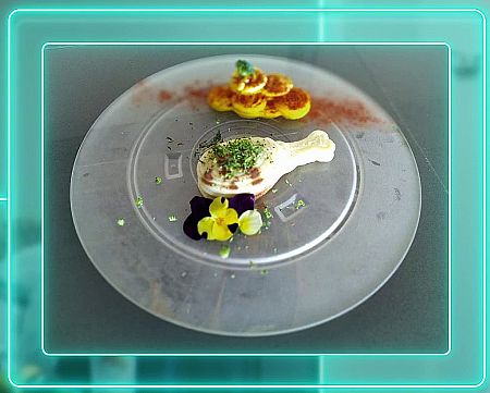 Pollo con verduras impreso en 3D