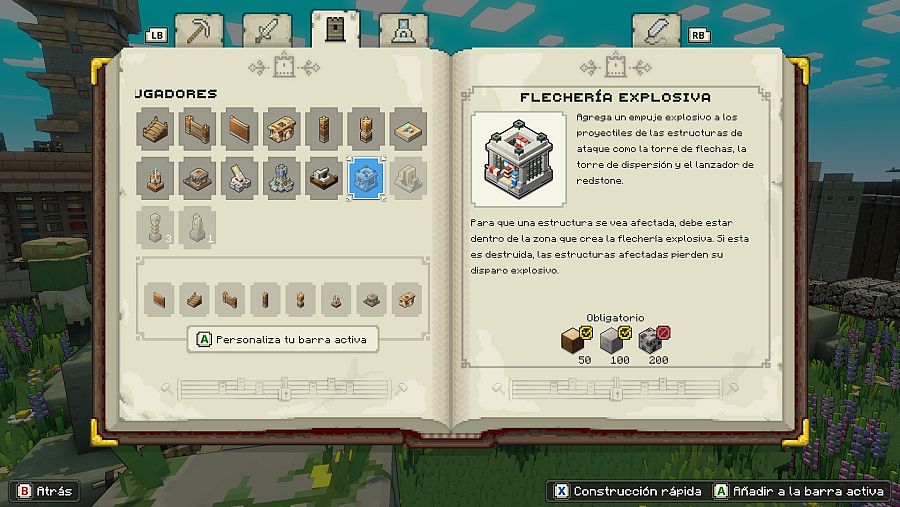 Libro de construcción en el videojuego Minecraft Legends