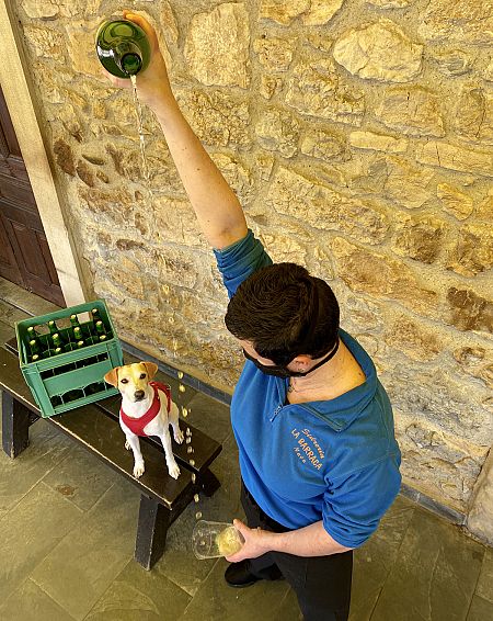 Pipper en la sidreria La Barraca de Nava