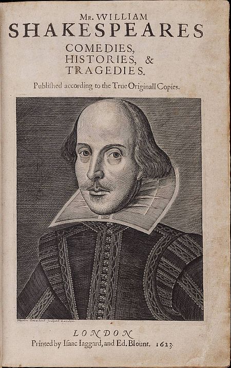 Retrato de William Shakespeare por Martin Droeshout en el 'Frist Folio'