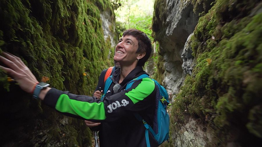 La Pelotari, Maite Ruiz, disfrutando del Barranco de Obantzea